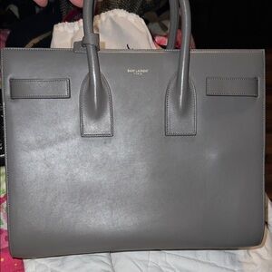 Saint Laurent Gray Leather Handbag